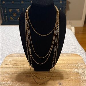 Elegant Vintage Citation Gold Tone Multi Layered Statement Necklace